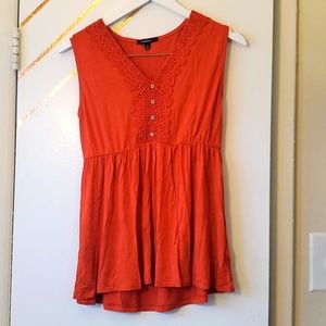 Ambiance Orange Sleevless Peplum Top size x-large